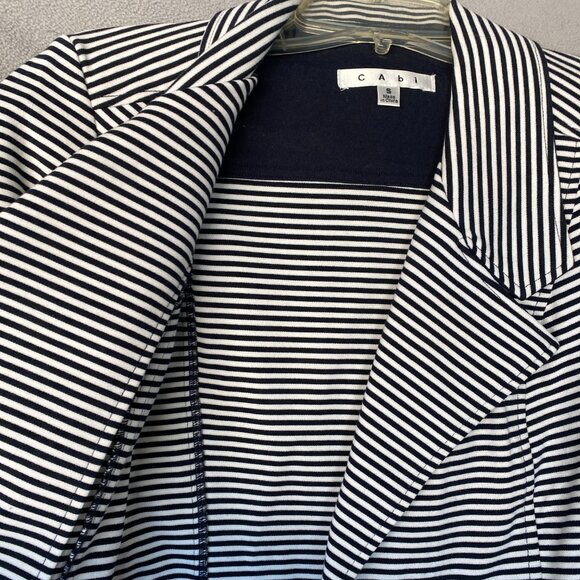 Cabi Navy White Striped Blazer Size S | Gold Button Nautical Jacket - Picture 4 of 8